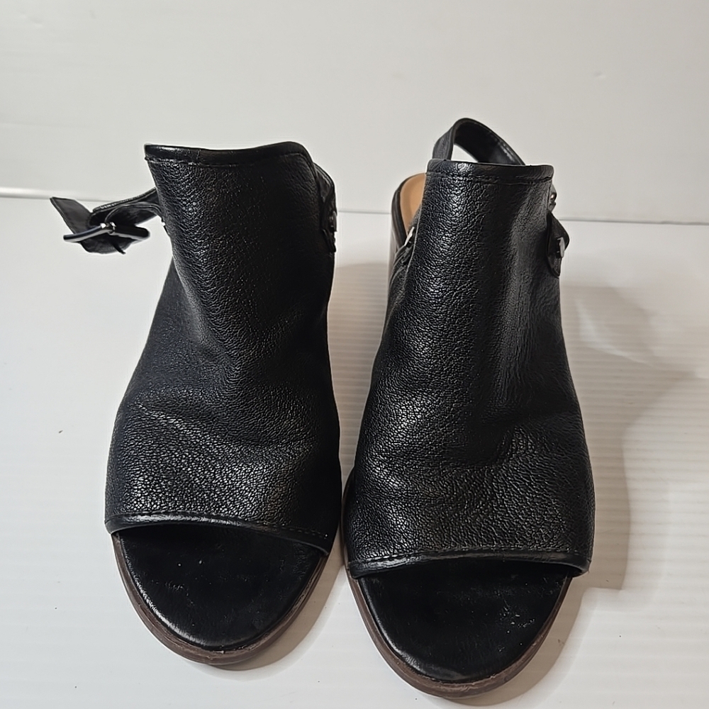 Franco Sarto peeptoe slingback‎ black heels 7 - Picture 3 of 10